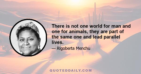 There is not one world for man and one for animals, they are part of the same one and lead parallel lives.