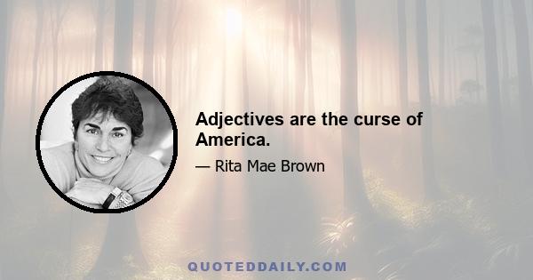 Adjectives are the curse of America.