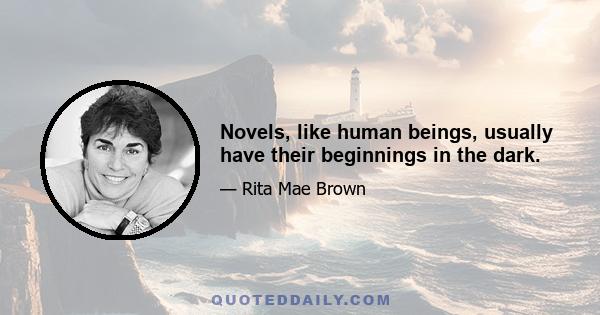 Novels, like human beings, usually have their beginnings in the dark.