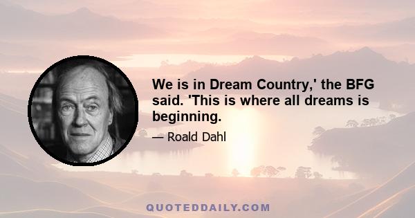 We is in Dream Country,' the BFG said. 'This is where all dreams is beginning.