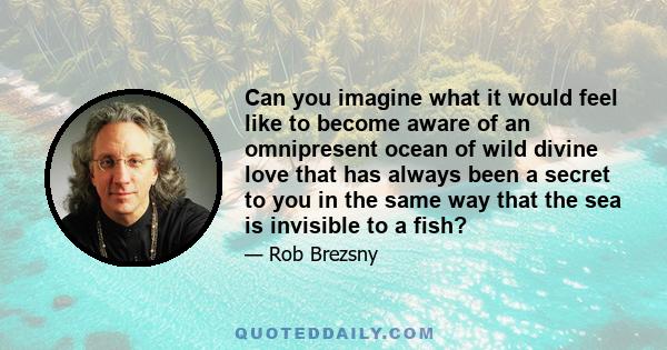 Can you imagine what it would feel like to become aware of an omnipresent ocean of wild divine love that has always been a secret to you in the same way that the sea is invisible to a fish?