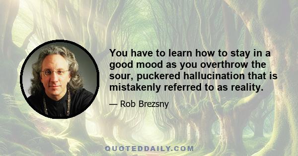 You have to learn how to stay in a good mood as you overthrow the sour, puckered hallucination that is mistakenly referred to as reality.