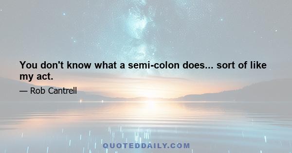 You don't know what a semi-colon does... sort of like my act.