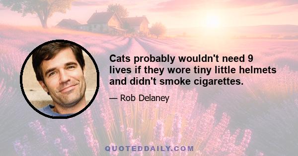 Cats probably wouldn't need 9 lives if they wore tiny little helmets and didn't smoke cigarettes.