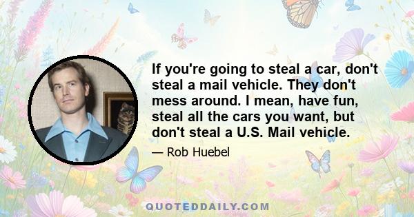 If you're going to steal a car, don't steal a mail vehicle. They don't mess around. I mean, have fun, steal all the cars you want, but don't steal a U.S. Mail vehicle.