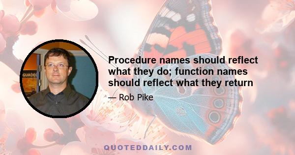 Procedure names should reflect what they do; function names should reflect what they return