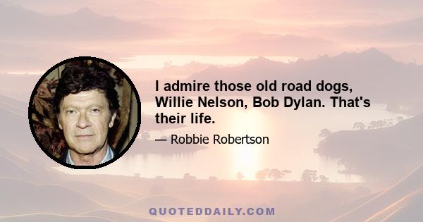 I admire those old road dogs, Willie Nelson, Bob Dylan. That's their life.