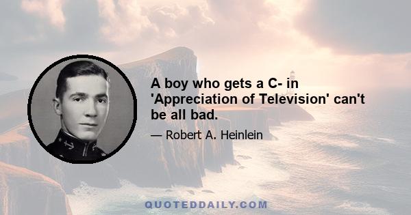 A boy who gets a C- in 'Appreciation of Television' can't be all bad.