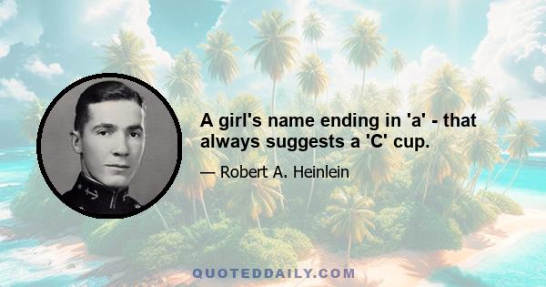 A girl's name ending in 'a' - that always suggests a 'C' cup.