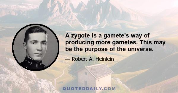 A zygote is a gamete's way of producing more gametes. This may be the purpose of the universe.