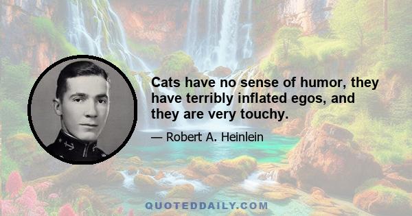 Cats have no sense of humor, they have terribly inflated egos, and they are very touchy.