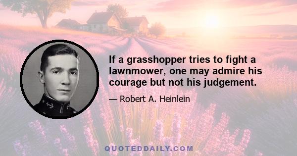 If a grasshopper tries to fight a lawnmower, one may admire his courage but not his judgement.