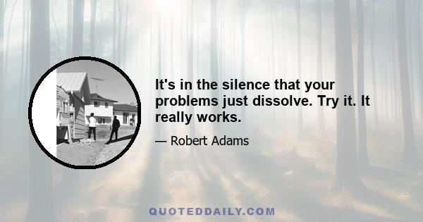 It's in the silence that your problems just dissolve. Try it. It really works.