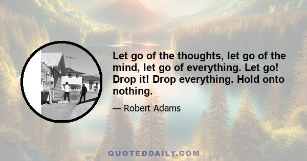 Let go of the thoughts, let go of the mind, let go of everything. Let go! Drop it! Drop everything. Hold onto nothing.