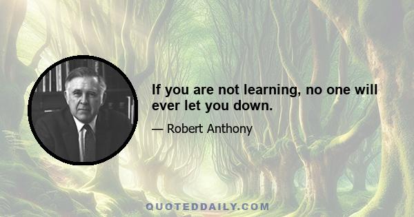 If you are not learning, no one will ever let you down.