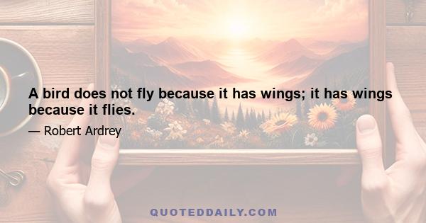 A bird does not fly because it has wings; it has wings because it flies.