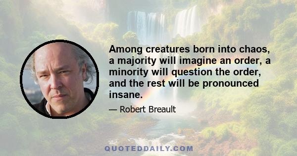 Among creatures born into chaos, a majority will imagine an order, a minority will question the order, and the rest will be pronounced insane.