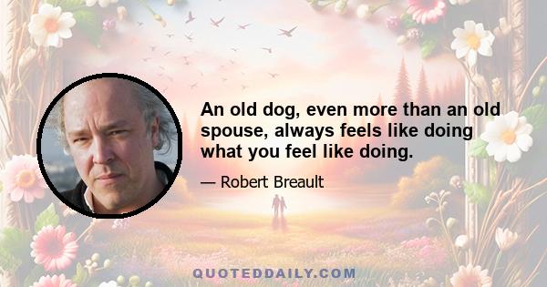 An old dog, even more than an old spouse, always feels like doing what you feel like doing.