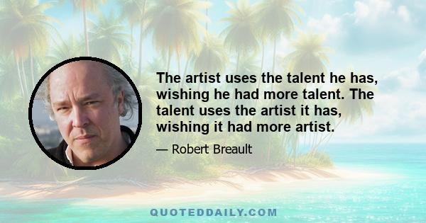 The artist uses the talent he has, wishing he had more talent. The talent uses the artist it has, wishing it had more artist.