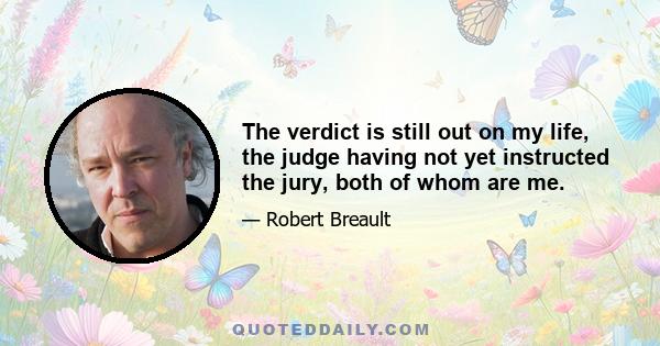 The verdict is still out on my life, the judge having not yet instructed the jury, both of whom are me.