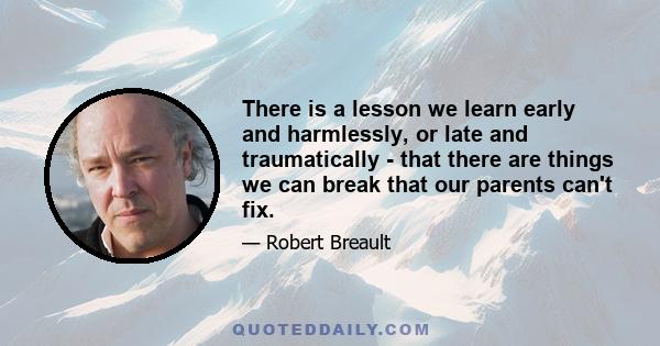 There is a lesson we learn early and harmlessly, or late and traumatically - that there are things we can break that our parents can't fix.