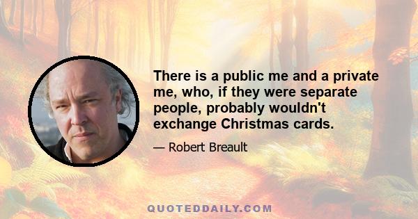 There is a public me and a private me, who, if they were separate people, probably wouldn't exchange Christmas cards.