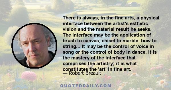 There is always, in the fine arts, a physical interface between the artist's esthetic vision and the material result he seeks. The interface may be the application of brush to canvas, chisel to marble, bow to string...