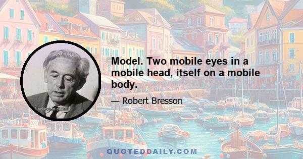 Model. Two mobile eyes in a mobile head, itself on a mobile body.