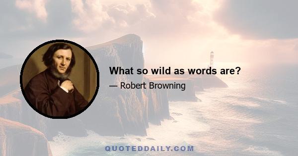 What so wild as words are?