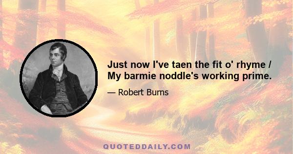 Just now I've taen the fit o' rhyme / My barmie noddle's working prime.