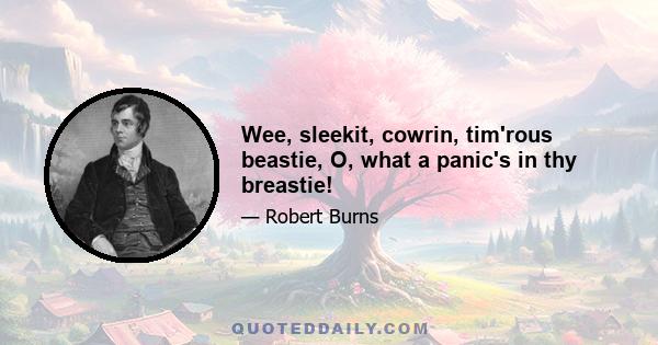 Wee, sleekit, cowrin, tim'rous beastie, O, what a panic's in thy breastie!