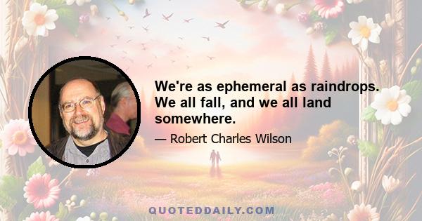 We're as ephemeral as raindrops. We all fall, and we all land somewhere.