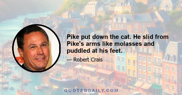 Pike put down the cat. He slid from Pike's arms like molasses and puddled at his feet.