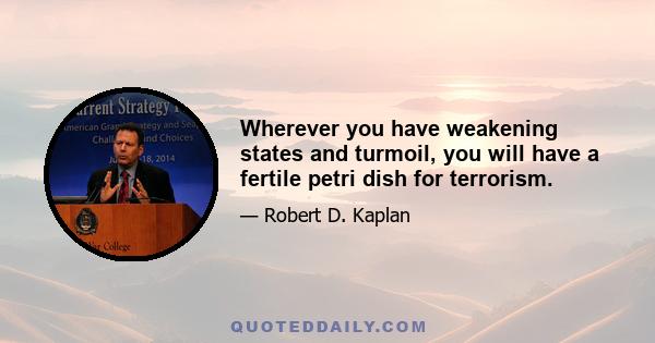 Wherever you have weakening states and turmoil, you will have a fertile petri dish for terrorism.