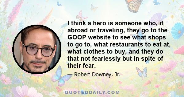 I think a hero is someone who, if abroad or traveling, they go to the GOOP website to see what shops to go to, what restaurants to eat at, what clothes to buy, and they do that not fearlessly but in spite of their fear.