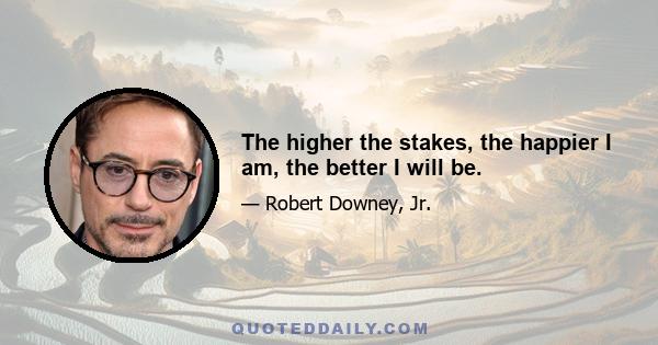 The higher the stakes, the happier I am, the better I will be.