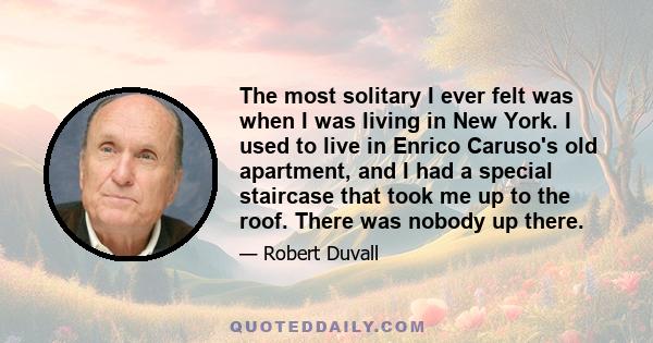 The most solitary I ever felt was when I was living in New York. I used to live in Enrico Caruso's old apartment, and I had a special staircase that took me up to the roof. There was nobody up there.