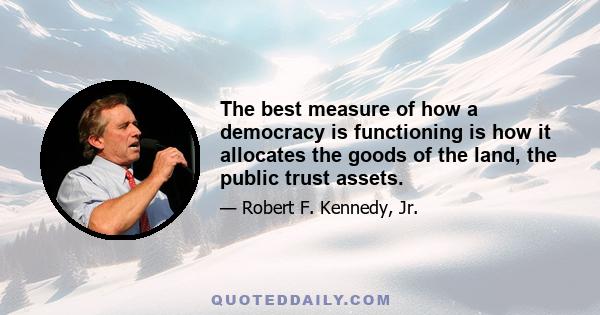 The best measure of how a democracy is functioning is how it allocates the goods of the land, the public trust assets.