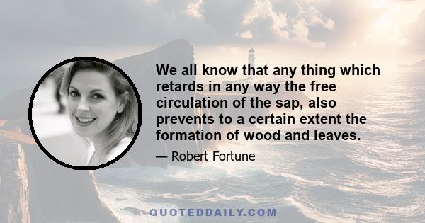 We all know that any thing which retards in any way the free circulation of the sap, also prevents to a certain extent the formation of wood and leaves.