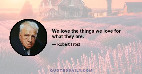 We love the things we love for what they are.