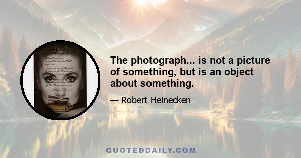 The photograph... is not a picture of something, but is an object about something.