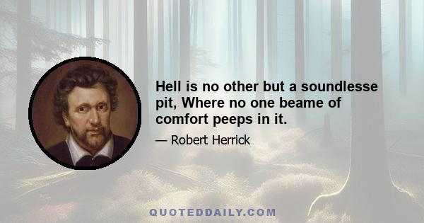 Hell is no other but a soundlesse pit, Where no one beame of comfort peeps in it.