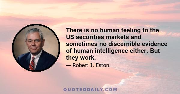 There is no human feeling to the US securities markets and sometimes no discernible evidence of human intelligence either. But they work.