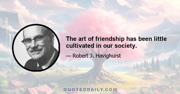 The art of friendship has been little cultivated in our society.