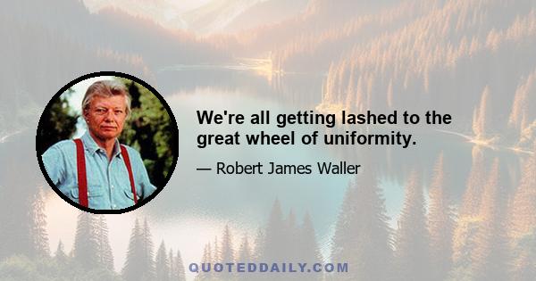 We're all getting lashed to the great wheel of uniformity.