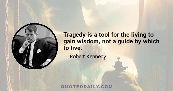 Tragedy is a tool for the living to gain wisdom, not a guide by which to live.