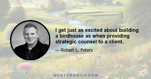 I get just as excited about building a birdhouse as when providing strategic counsel to a client.