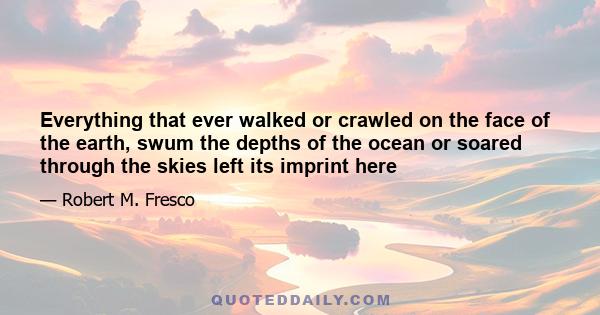 Everything that ever walked or crawled on the face of the earth, swum the depths of the ocean or soared through the skies left its imprint here