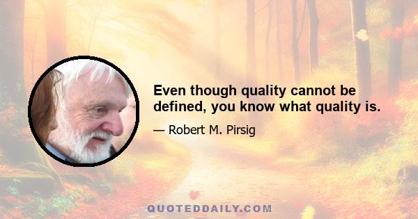 Even though quality cannot be defined, you know what quality is.