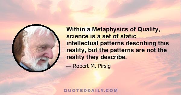 Within a Metaphysics of Quality, science is a set of static intellectual patterns describing this reality, but the patterns are not the reality they describe.